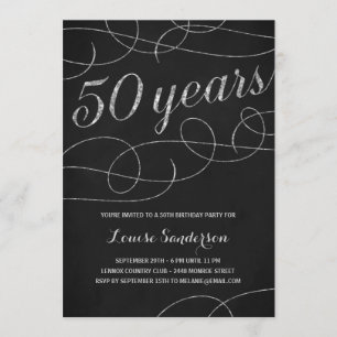 Elegant Silver 50th Birthday Party Invitation