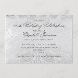 Elegant Silver 60th Birthday Invitation