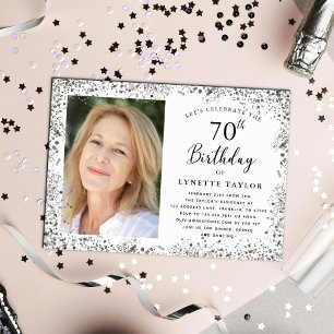 Elegant Silver 70th Birthday Invitation