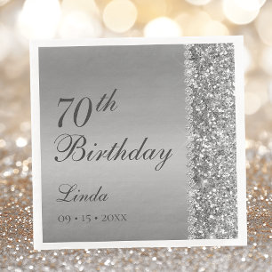 Elegant Silver 70th Birthday Napkin