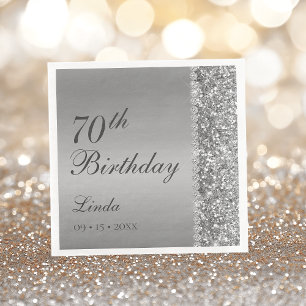 Elegant Silver 70th Birthday Napkin