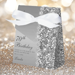Elegant Silver 70th Birthday Thank You Favour Box