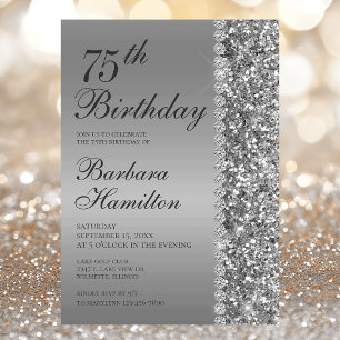 Elegant Silver 75th Birthday Invitation