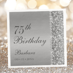 Elegant Silver 75th Birthday Napkin