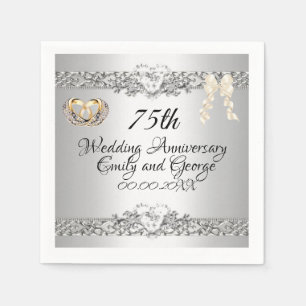 Elegant Silver 75th Wedding Anniversary Paper Napkin