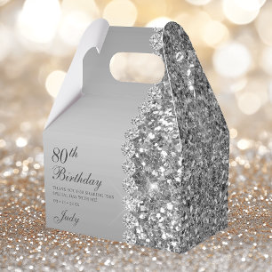 Elegant Silver 80th Birthday Favour Box