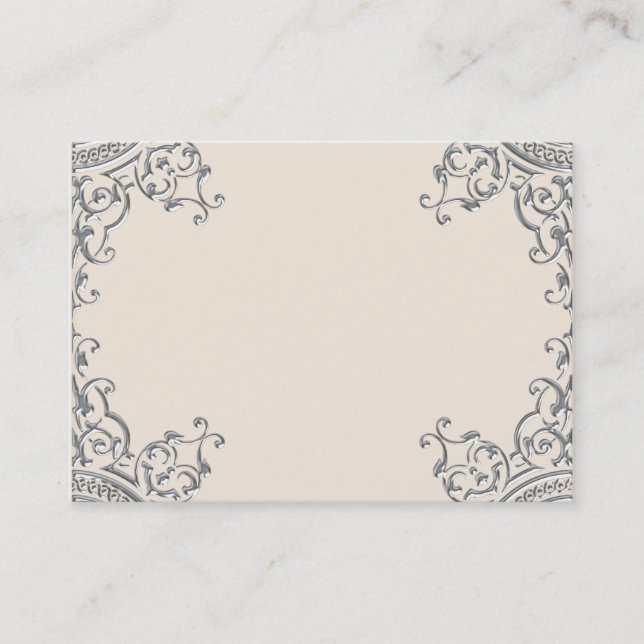 Elegant Silver and Beige Business Card (Front)