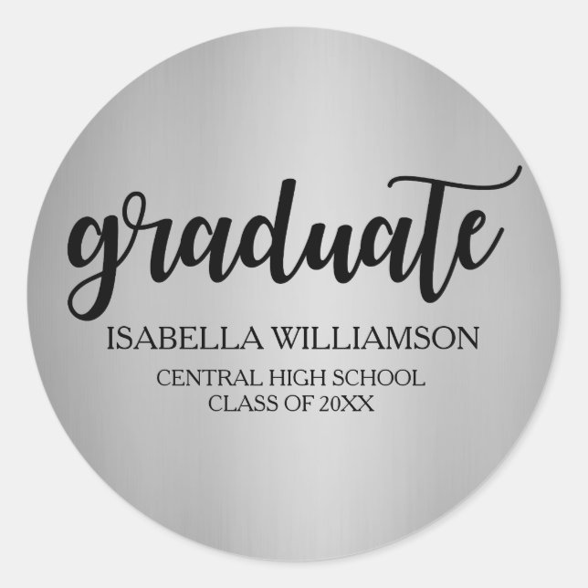 Elegant Silver and Black Graduation Envelope Seals (Front)