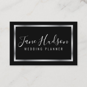 Elegant Silver and Black Minimalist Business Card