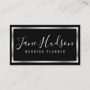 Elegant Silver and Black Simple Minimalist Business Card