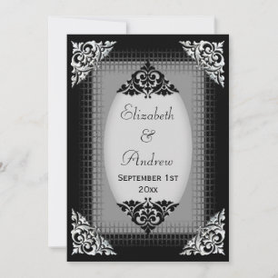 Elegant Silver and Black Wedding Invitation
