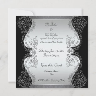 Elegant silver and black wedding invitations
