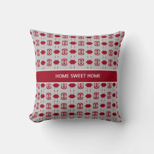 Elegant Silver and Burgundy Pattern Cushion