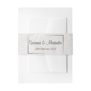 Elegant Silver and Damask Wedding Invitation Belly Band