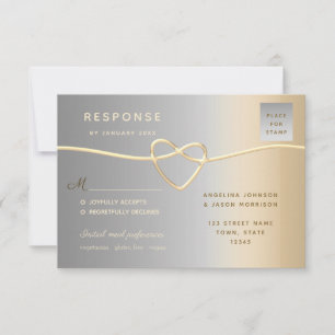 Elegant Silver and Gold Weddinng RSVP Card