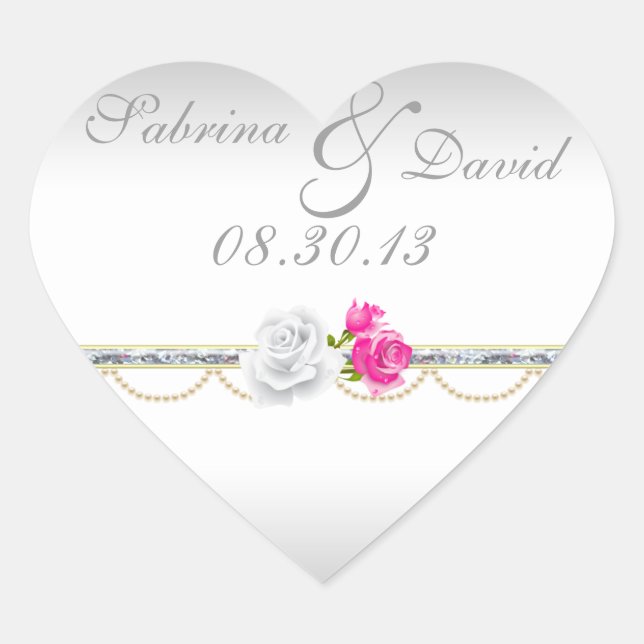 Elegant Silver  and Pink Rose Envelope Seal (Front)