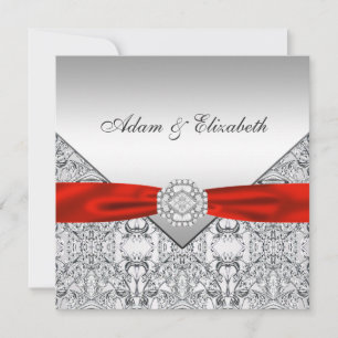 Elegant Silver and Red Wedding Invitations