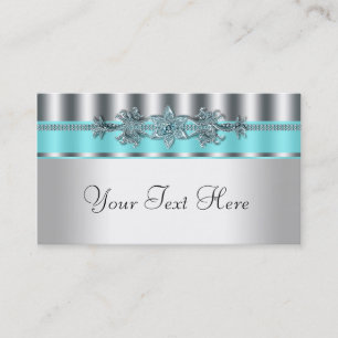 Elegant Silver and Teal Blue Business Cards