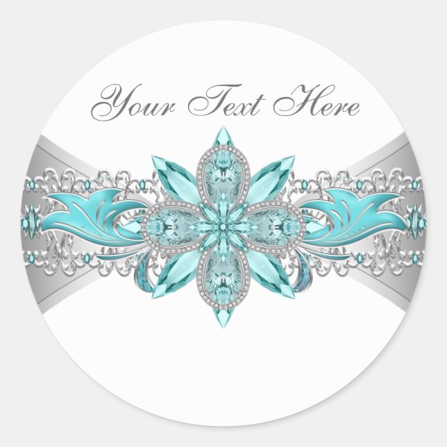 Elegant Silver and Teal Blue Stickers (Front)