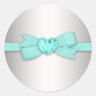 Elegant Silver and Teal Blue Stickers