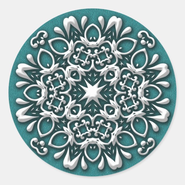Elegant Silver and Teal Christmas Sticker (Front)