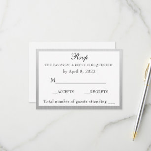 Elegant Silver and White Anniversary RSVP Card