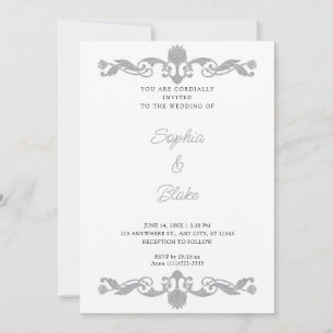 Elegant Silver and White Art Deco Wedding Invitation