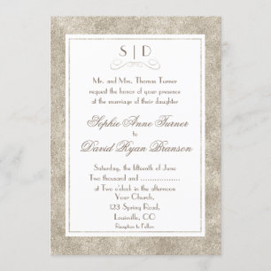 Elegant Silver and White Border Wedding Invite