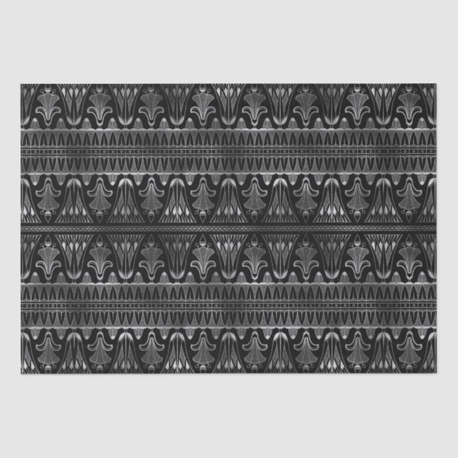 Elegant Silver Art Deco Floral Band Pattern Tissue Paper (Front)