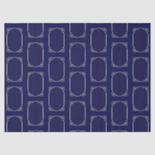 Elegant Silver Art Deco Navy Blue Pattern Tissue Paper