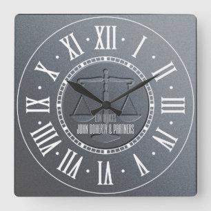 Elegant Silver Attorney at Law Square Wall Clock