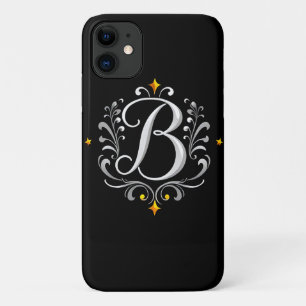 Elegant Silver B Letter Monogram iPhone 11 Case