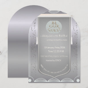 Elegant Silver Be Our Guest Invitation Card, Custo
