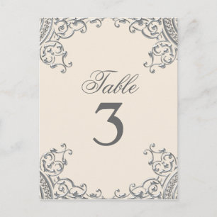 Elegant Silver Beige Wedding Table Cards
