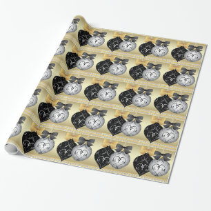Elegant Silver Black and Gold Christmas Wrapping Wrapping Paper