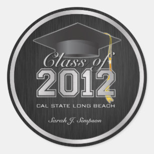 Elegant Silver & Black Class of 2012 Stickers