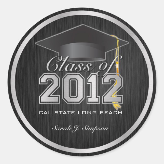 Elegant Silver & Black Class of 2012 Stickers (Front)
