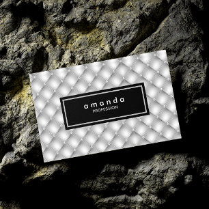 Elegant silver black Tuffted rhinestones monogram Magnetic Business Card
