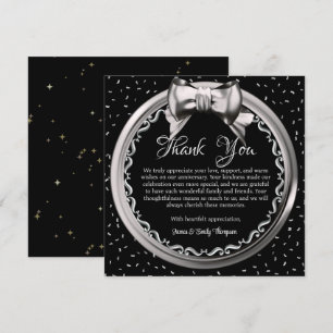 Elegant Silver Black Wedding Anniversary Design Thank You Card