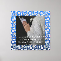 Elegant Silver Blue Heart Diamond Glitter Wedding
