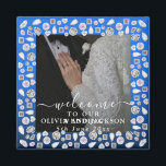 Elegant Silver Blue Heart Diamond Glitter Wedding  Magnet<br><div class="desc">Art Deco Wedding Diamond Black and White Foam Board</div>