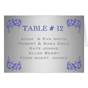 Elegant SILVER BLUE Table number template wedding