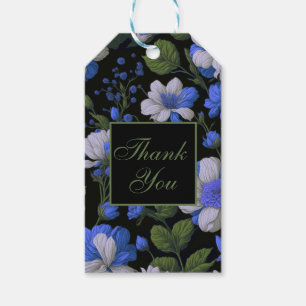 Elegant silver blue white elegant retro florals gift tags