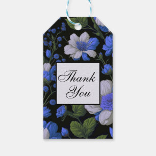 Elegant silver blue white elegant retro florals gift tags