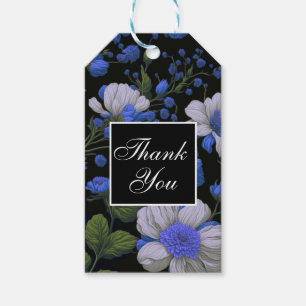 Elegant silver blue white elegant retro florals gift tags
