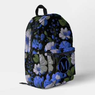 Elegant silver blue white elegant retro florals printed backpack