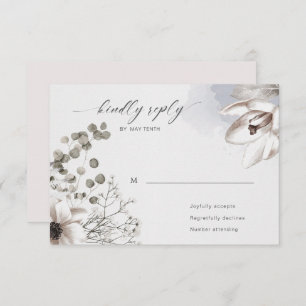 elegant silver blush floral RSVP Response Card