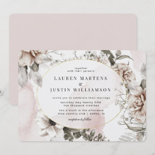 elegant silver blush floral Wedding Invitation