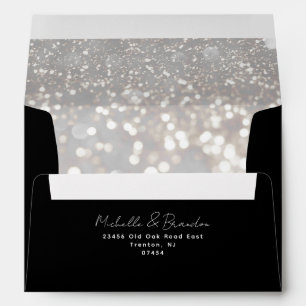 Elegant Silver Bokeh Pattern Return Address Envelope