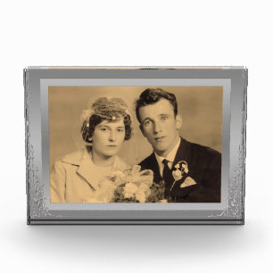 Elegant silver border frame custom photo  block